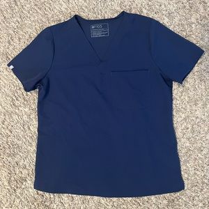 Figs One Pocket Scrub Top Navy Blue Large EUC